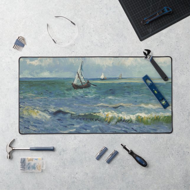 Van Gogh Seascape at Saintes Maries de la Mer Desk Mat (Workstation)