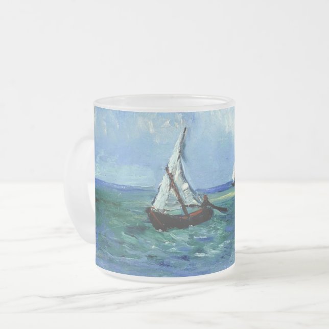 Van Gogh - Seascape Frosted Glass Coffee Mug (Front Left)
