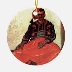 Van Gogh, Seated Zouave, Vintage Impressionism Art Ceramic Tree Decoration