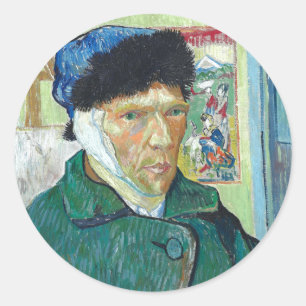 Van Gogh Self-portrait Bandaged Ear Art Painting Classic Round Sticker