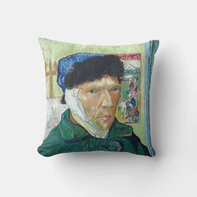 Van Gogh Self-portrait Bandaged Ear Art Painting Cushion (Front)