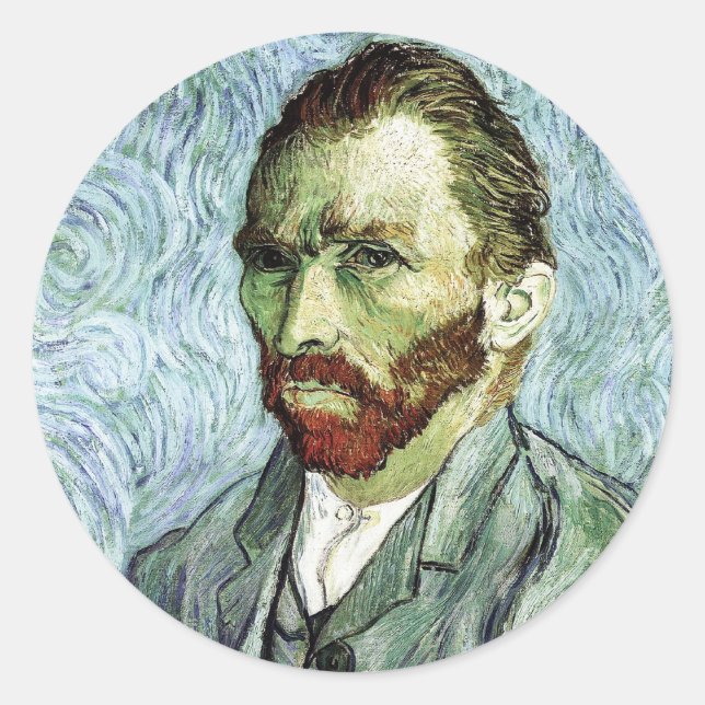 Van Gogh Self-Portrait Classic Round Sticker (Front)