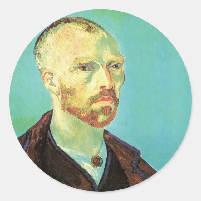 Van Gogh Self Portrait (Dedicated to Paul Gauguin) Classic Round Sticker (Front)