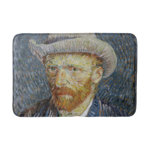 Van Gogh Self Portrait Grey Felt Hat Painting Art Bath Mat