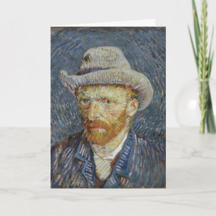 Van Gogh Self Portrait Grey Felt Hat Painting Art Card