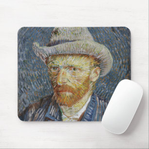 Van Gogh Self Portrait Grey Felt Hat Painting Art Mouse Mat