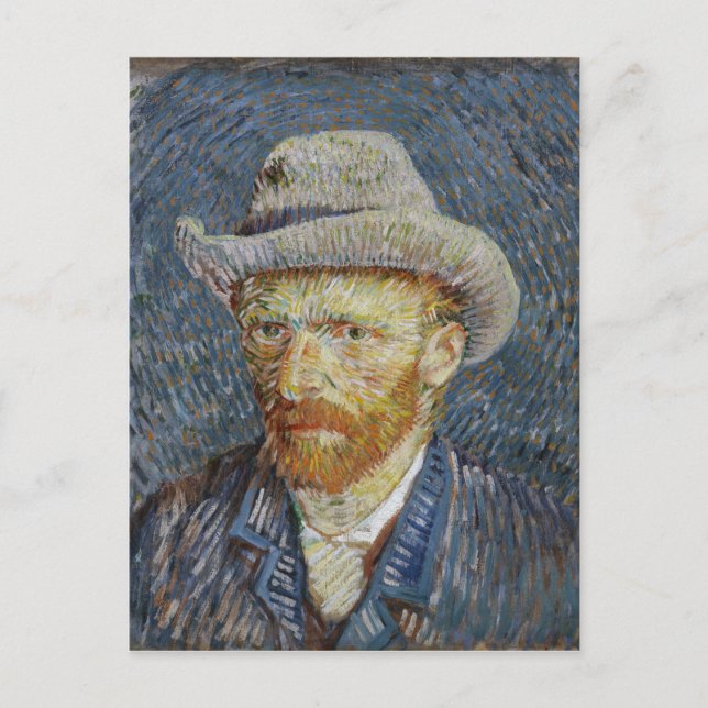 Van Gogh Self Portrait Grey Felt Hat Painting Art Postcard (Front)