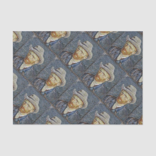 Van Gogh Self Portrait Grey Felt Hat Painting Art Tissue Paper (Front)