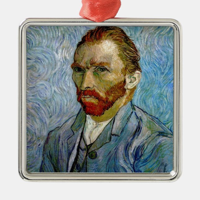Van Gogh Self Portrait Metal Tree Decoration (Front)