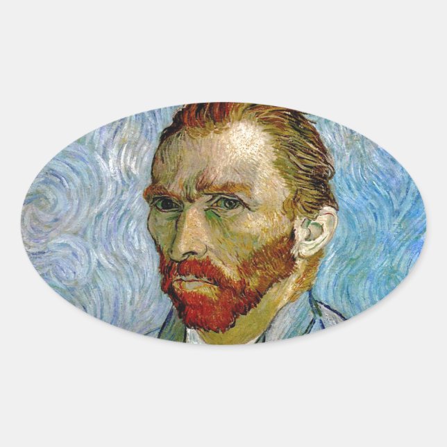 Van Gogh Self Portrait Oval Sticker (Front)