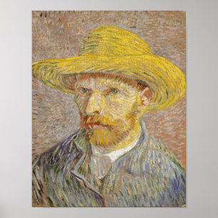 Van Gogh Self Portrait Straw Hat Poster