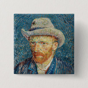 Van Gogh - Self Portrait with a Grey Felt Hat 15 Cm Square Badge