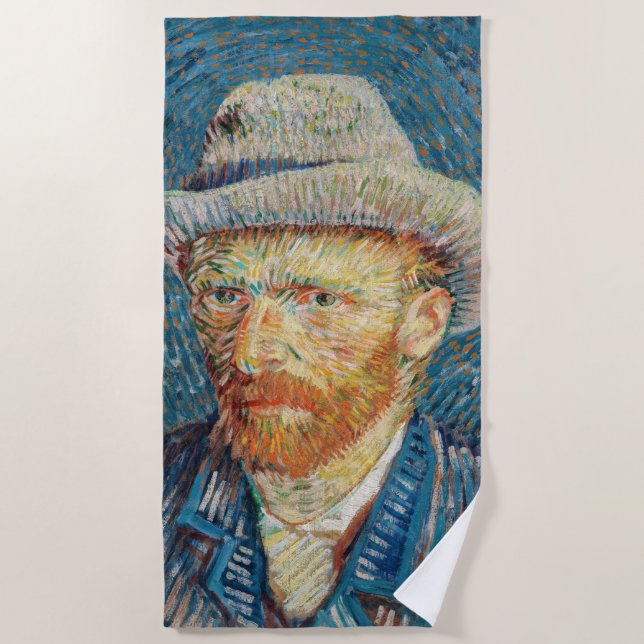 Van Gogh - Self Portrait with a Grey Felt Hat Beach Towel (Front)