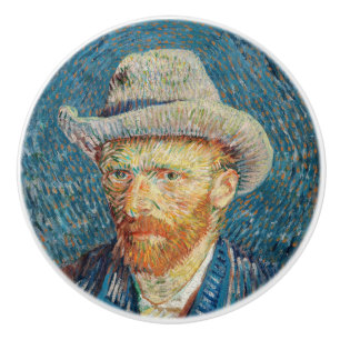 Van Gogh - Self Portrait with a Grey Felt Hat Ceramic Knob