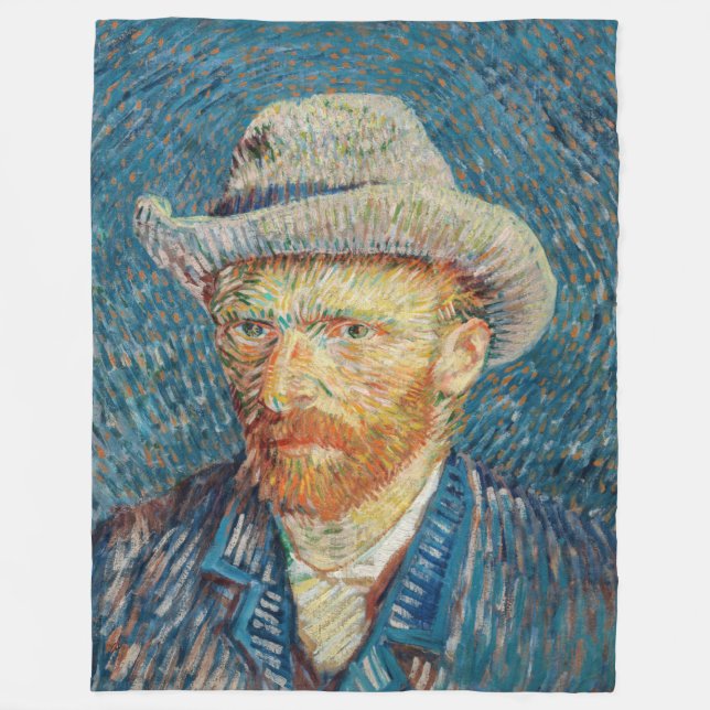 Van Gogh - Self Portrait with a Grey Felt Hat Fleece Blanket (Front)