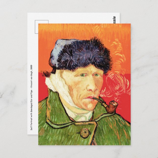 Van Gogh - Self Portrait with Bandaged Ear & Pipe Postcard (Front/Back)