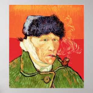 Van Gogh - Self Portrait with Bandaged Ear & Pipe Poster