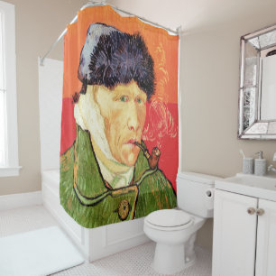 Van Gogh - Self Portrait with Bandaged Ear & Pipe Shower Curtain