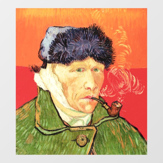 Van Gogh - Self Portrait with Bandaged Ear & Pipe Window Cling (Sheet)
