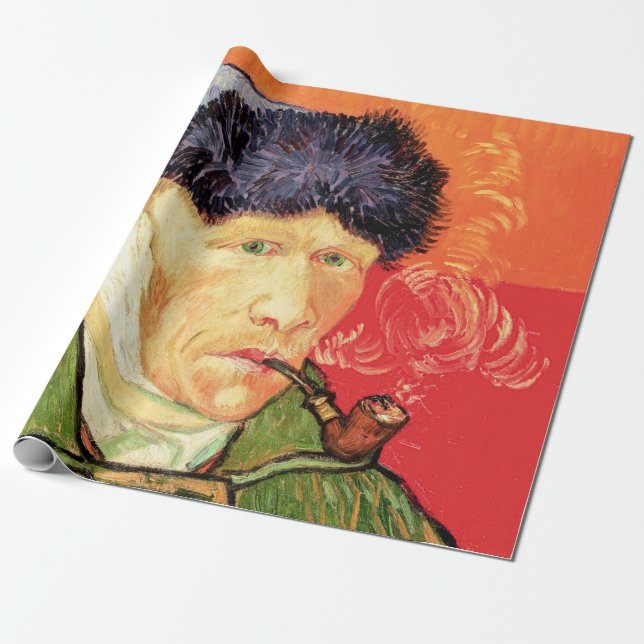 Van Gogh - Self Portrait with Bandaged Ear & Pipe Wrapping Paper (Unrolled)