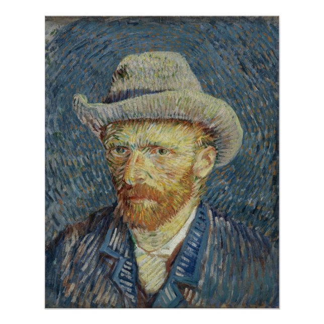 Van Gogh Self-Portrait with Grey Felt Hat Glossy Poster (Front)