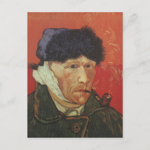 VAN GOGH - self portrait with linked ear and pipe Postcard