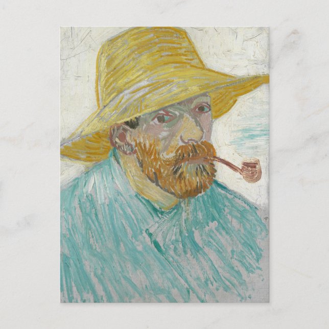 Van Gogh Self Portrait with Pipe Postcard (Front)