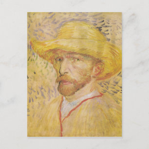 van Gogh - Self Portrait with Straw Hat (1887) Postcard