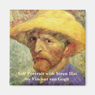 Van Gogh; Self Portrait with Straw Hat Magnet