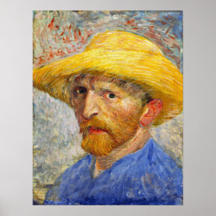 Van Gogh Self Portrait with Straw Hat Poster