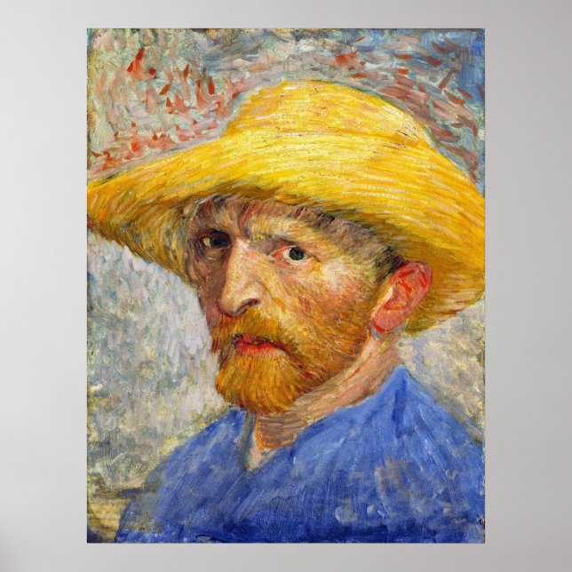 Van Gogh Self Portrait with Straw Hat Poster (Front)