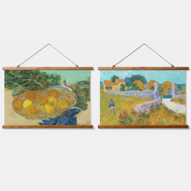 Van Gogh Set of 2 Art Still Life Farmhouse Wood Hanging Tapestry (Double)