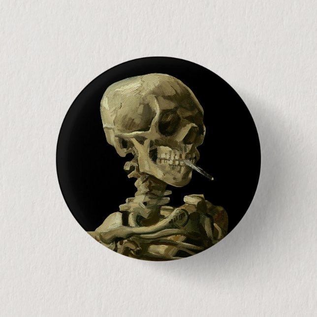 Van Gogh, Skeleton with a burning cigarette 3 Cm Round Badge (Front)