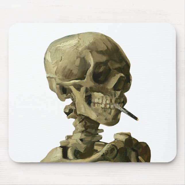 Van Gogh, Skeleton with a burning cigarette Mouse Mat (Front)