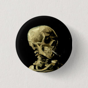 Van Gogh Skull of a Skeleton with a Burning Cig 3 Cm Round Badge