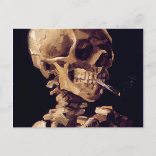 van gogh - skull with a burning cigarette postcard