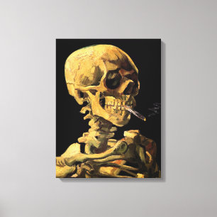 Van Gogh Skull With Burning Cigarette Large Canvas Print