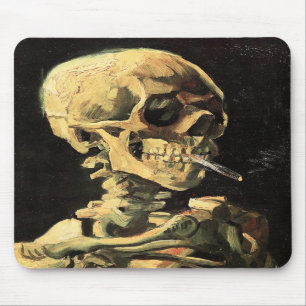 Van Gogh Skull with Burning Cigarette Mouse Pad