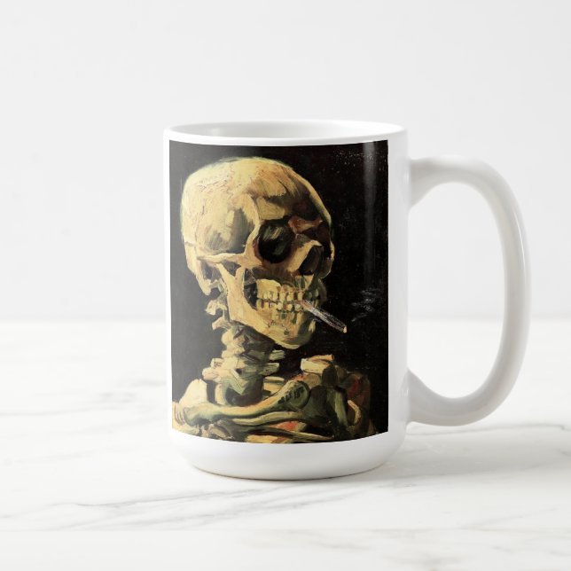 Van Gogh Skull with Burning Cigarette Mug (Right)