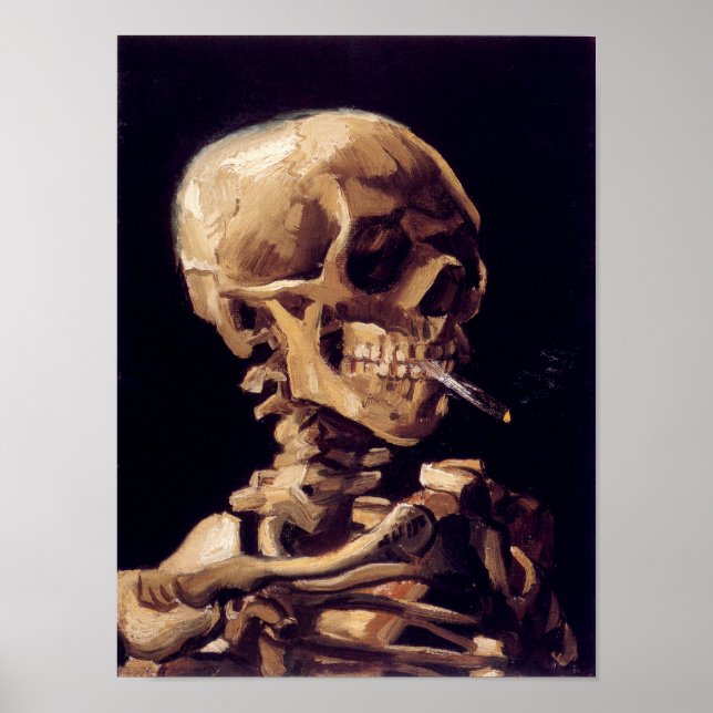 Van Gogh Skull with Burning Cigarette Poster (Front)