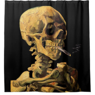 Van Gogh - Skull With Burning Cigarette Shower Curtain