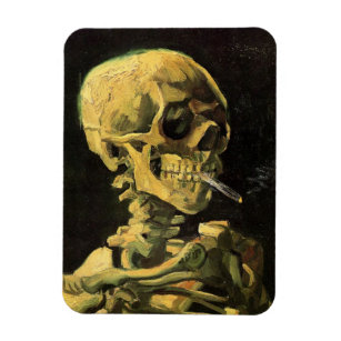 Van Gogh Skull with Burning Cigarette, Vintage Art Magnet