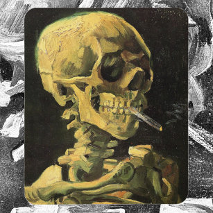 Van Gogh Skull with Burning Cigarette, Vintage Art Mouse Mat
