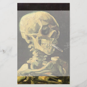 Van Gogh Skull with Burning Cigarette, Vintage Art Stationery