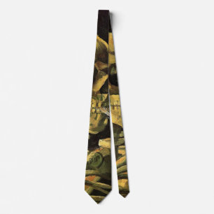 Van Gogh Skull with Burning Cigarette, Vintage Art Tie