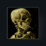 Van Gogh Smoking Skeleton 15 Cm Square Badge<br><div class="desc">Button featuring Vincent van Gogh’s oil painting Skull of a Skeleton with Burning Cigarette (1885-86). A great gift for fans of Post-Impressionism and Dutch art!</div>