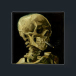 Van Gogh Smoking Skeleton 15 Cm Square Badge<br><div class="desc">Button featuring Vincent van Gogh’s oil painting Skull of a Skeleton with Burning Cigarette (1885-86). A great gift for fans of Post-Impressionism and Dutch art!</div>