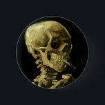 Van Gogh Smoking Skeleton 6 Cm Round Badge<br><div class="desc">Button featuring Vincent van Gogh’s oil painting Skull of a Skeleton with Burning Cigarette (1885-86). A great gift for fans of Post-Impressionism and Dutch art!</div>