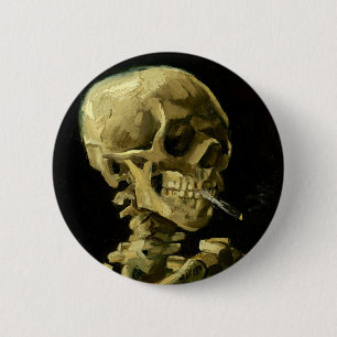 Van Gogh Smoking Skeleton 6 Cm Round Badge