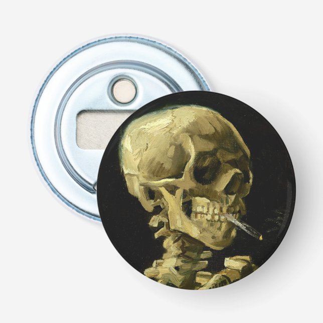 Van Gogh Smoking Skeleton Bottle Opener (Front)